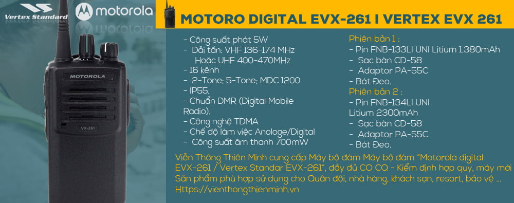 máy bộ đàm vertex EVX-261 chính hãng Motorola Solutions