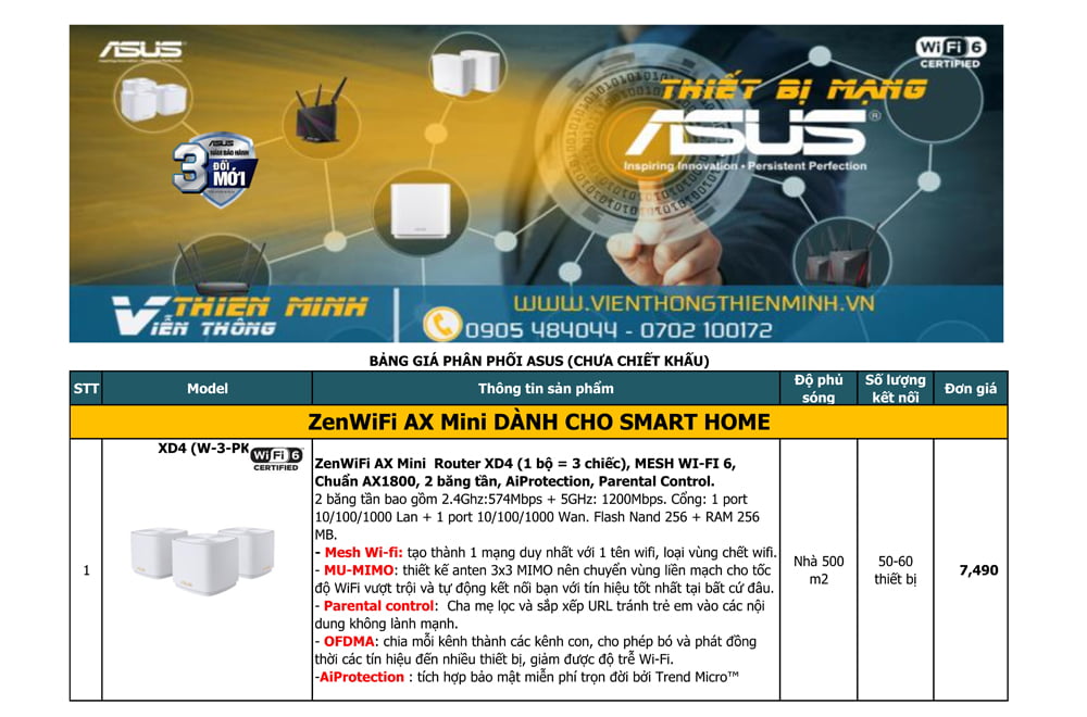 Bảng giá thiết bị mạng wifi asus mới nhất