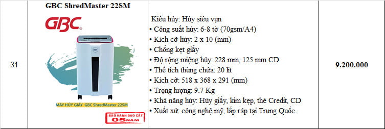 máy huỷ giấy GBC SHREDMASTER-22SM