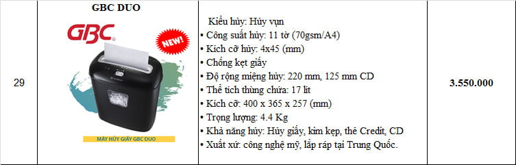 MÁY HUỶ GIẤY GBC DUO