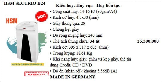 máy huỷ giấy HSM SECURIO B24