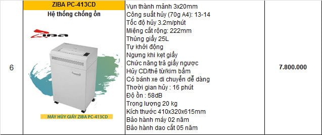MÁY HUỶ GIẤY ZIBA 413CD