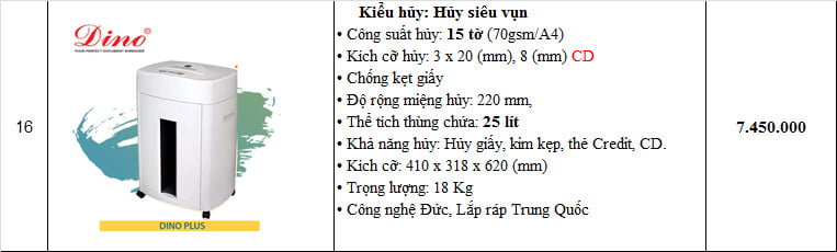 máy huỷ giấy DINO PLUS