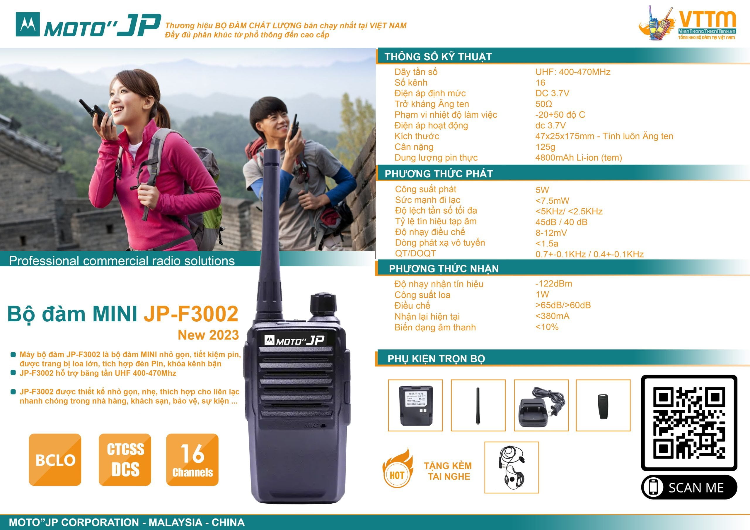 máy bộ đàm moto jp-f3002 mini nhỏ gọn