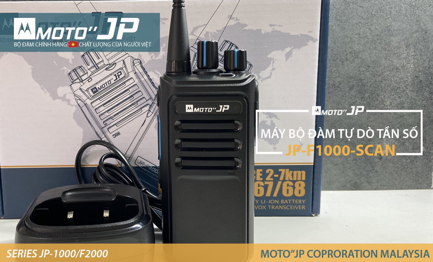 Máy Bộ đàm Moto JP-F1000-Scan cầm tay, tự dò tần số