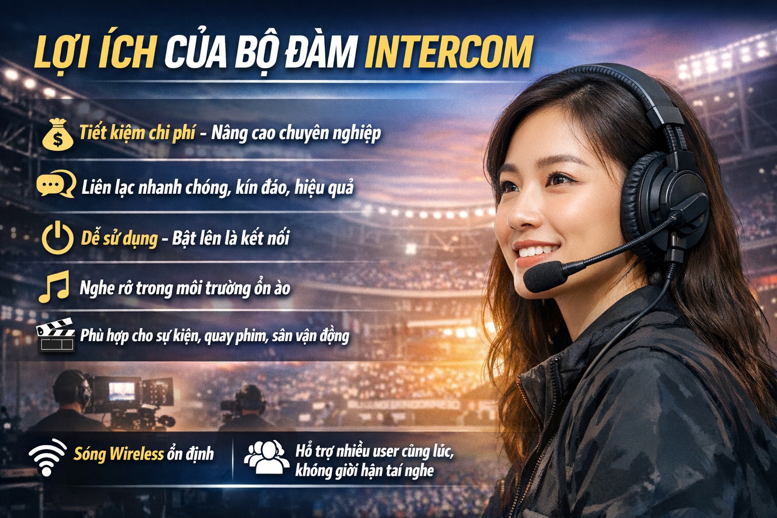 Viễn Thông Thiên Minh cho thuê bộ đàm Intercom tại Đà Nẵng và miền Trung; bộ đàm Intercom Hollyland bao gồm combo từ 2-11 tai nghe - Hàng mới